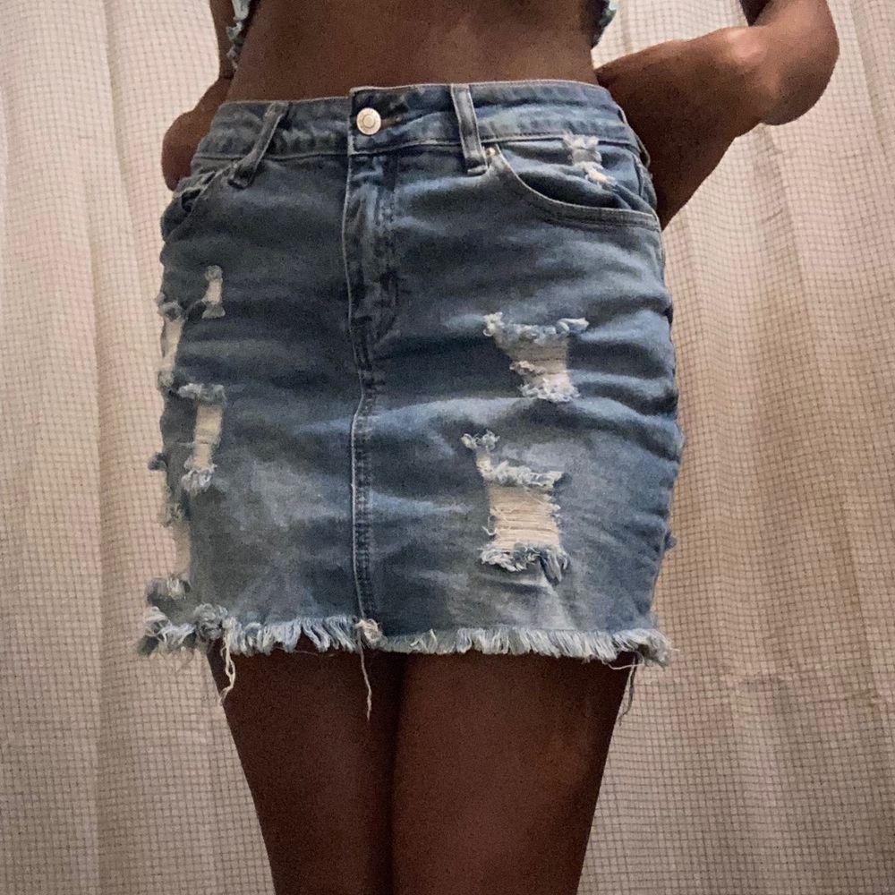 mini denim skirt